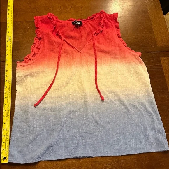 Feeling Festive Red, White and Blue Ombre Ruffle Top - Picture 2 of 7
